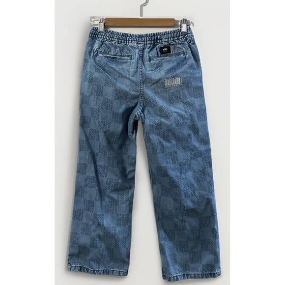 Women's Vans Range Elastic Drawstring Mended Check Range Crop Jeans XS Skate Y2K - Picture 4 of 8